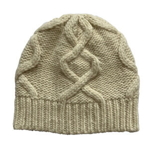 J. Crew Beanie One Size Ivory Cable Knit Wool Alpaca Blend Stretch Classic Cozy